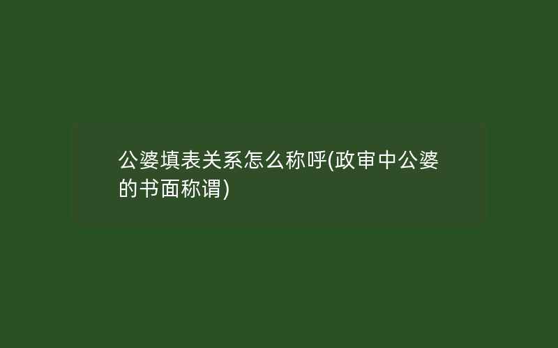 公婆填表关系怎么称呼(政审中公婆的书面称谓)