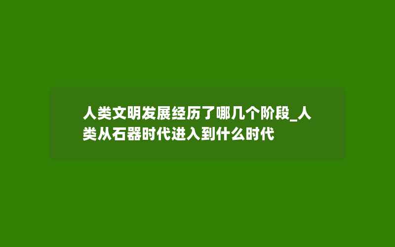 人类文明发展经历了哪几个阶段_人类从石器时代进入到什么时代