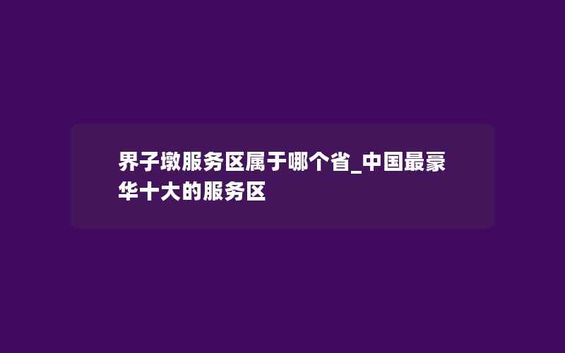 界子墩服务区属于哪个省_中国最豪华十大的服务区