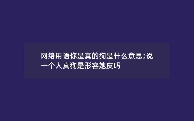 网络用语你是真的狗是什么意思;说一个人真狗是形容她皮吗