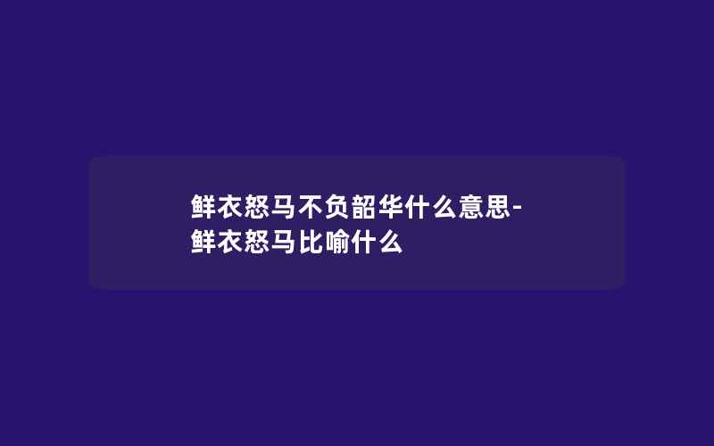 鲜衣怒马不负韶华什么意思-鲜衣怒马比喻什么