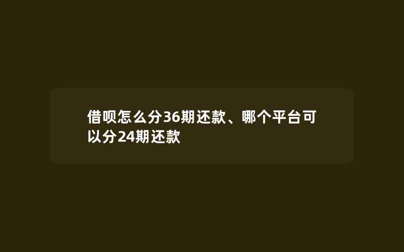 借呗怎么分36期还款、哪个平台可以分24期还款