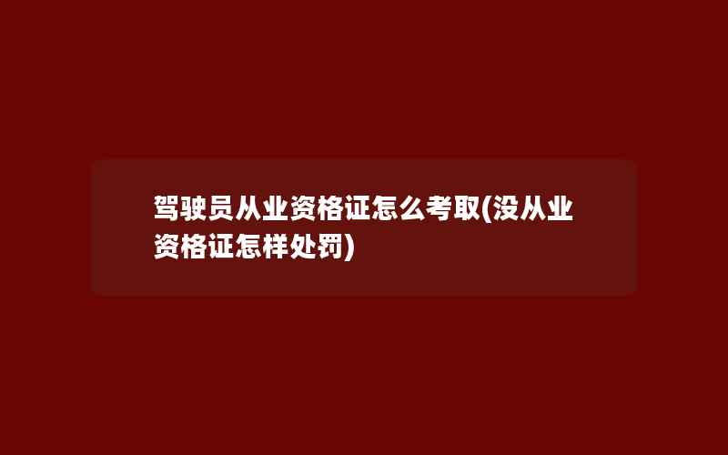 驾驶员从业资格证怎么考取(没从业资格证怎样处罚)