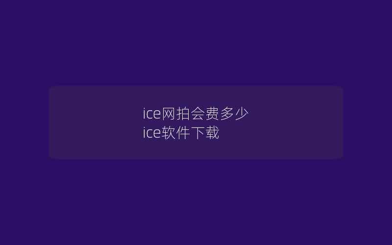 ice网拍会费多少 ice软件下载