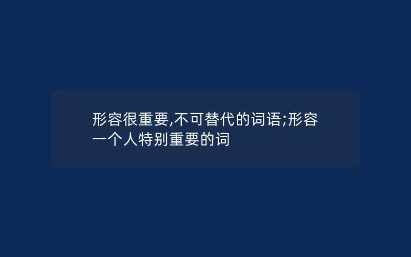 形容很重要,不可替代的词语;形容一个人特别重要的词