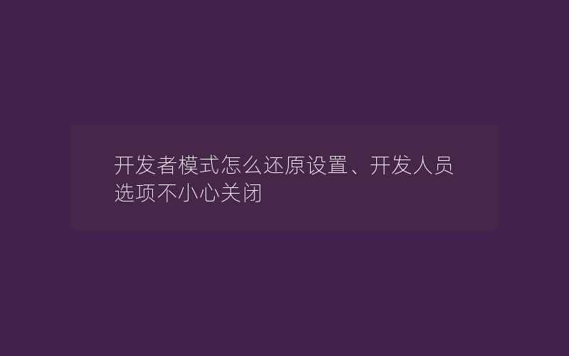 开发者模式怎么还原设置、开发人员选项不小心关闭