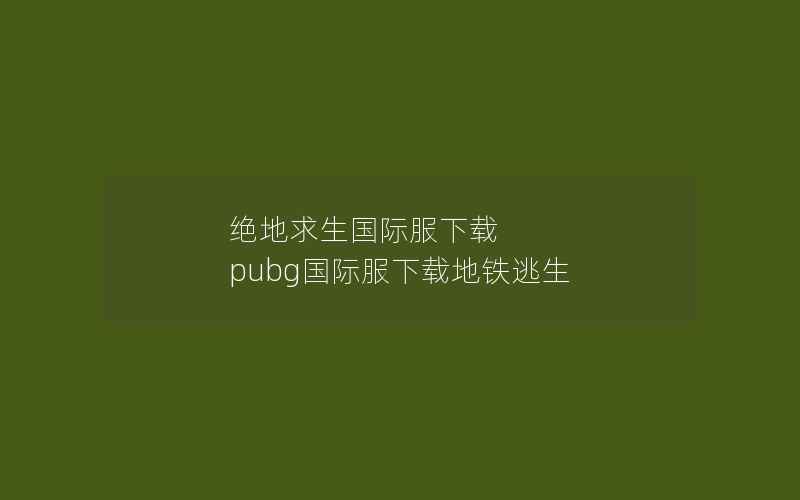 绝地求生国际服下载 pubg国际服下载地铁逃生