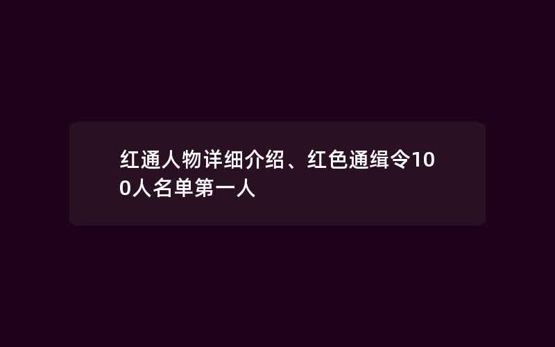 红通人物详细介绍、红色通缉令100人名单第一人