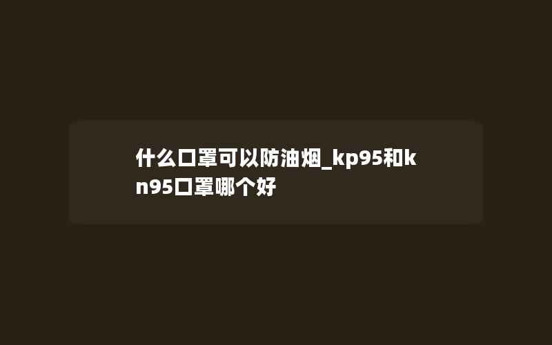 什么口罩可以防油烟_kp95和kn95口罩哪个好