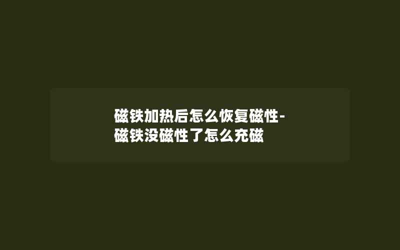 磁铁加热后怎么恢复磁性-磁铁没磁性了怎么充磁