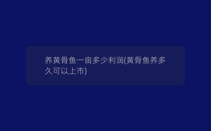 养黄骨鱼一亩多少利润(黄骨鱼养多久可以上市)