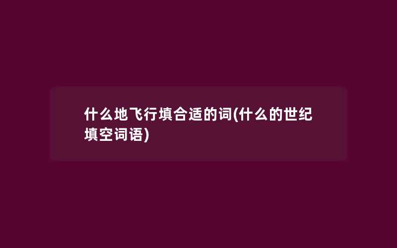 什么地飞行填合适的词(什么的世纪填空词语)