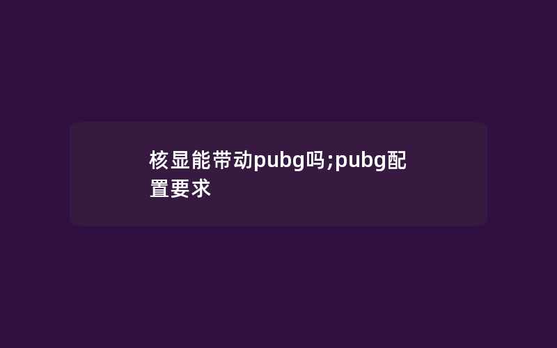 核显能带动pubg吗;pubg配置要求