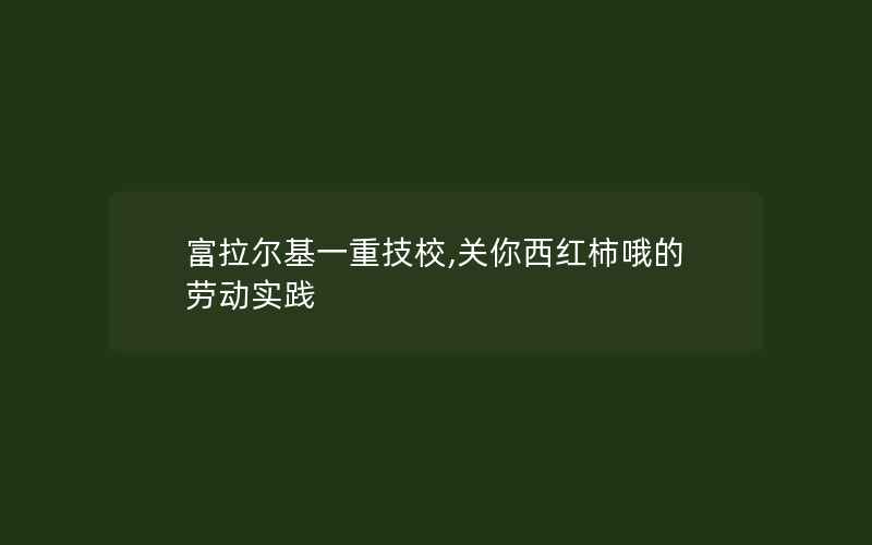 富拉尔基一重技校,关你西红柿哦的劳动实践