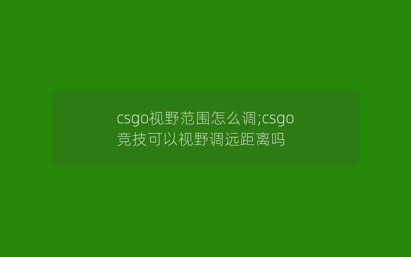 csgo视野范围怎么调;csgo竞技可以视野调远距离吗