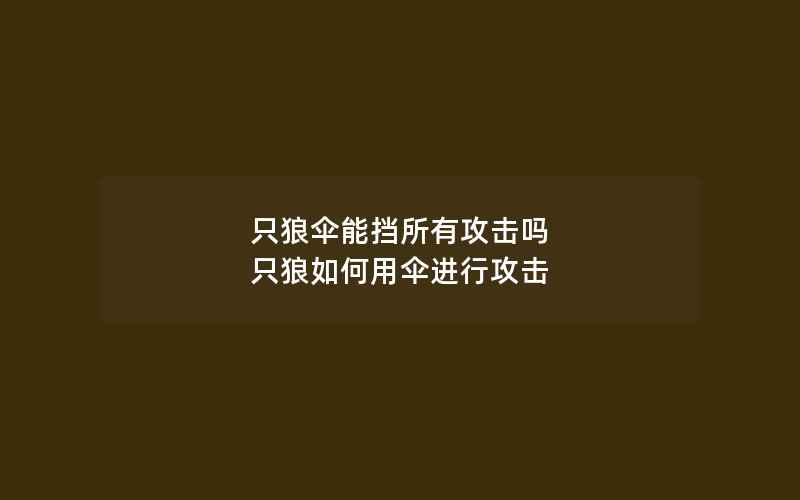 只狼伞能挡所有攻击吗 只狼如何用伞进行攻击