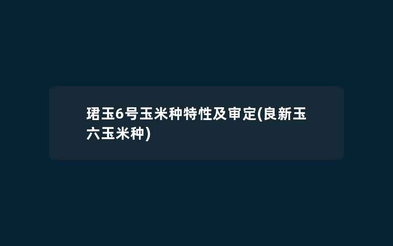 珺玉6号玉米种特性及审定(良新玉六玉米种)