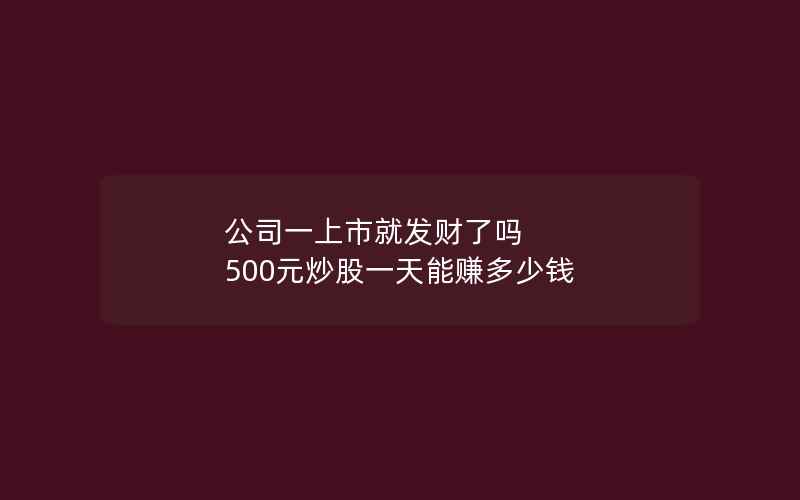 公司一上市就发财了吗 500元炒股一天能赚多少钱