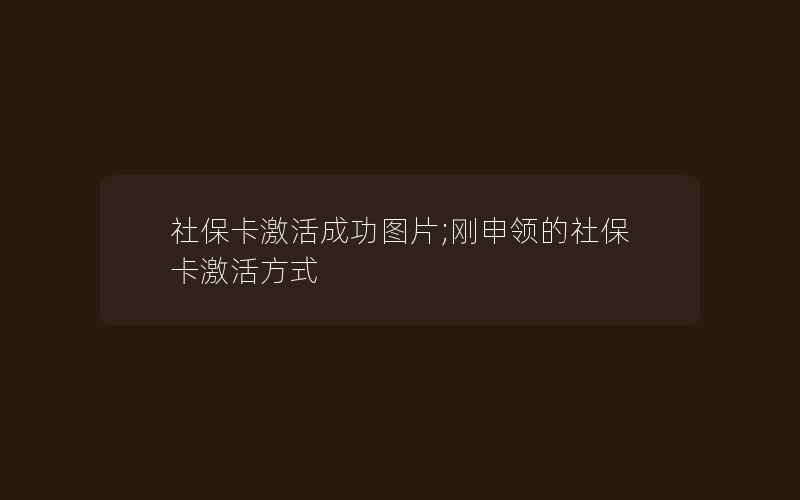 社保卡激活成功图片;刚申领的社保卡激活方式