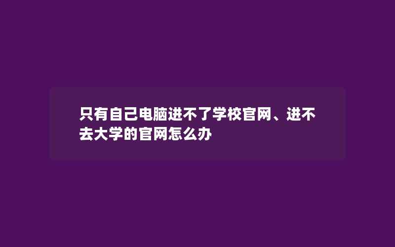 只有自己电脑进不了学校官网、进不去大学的官网怎么办