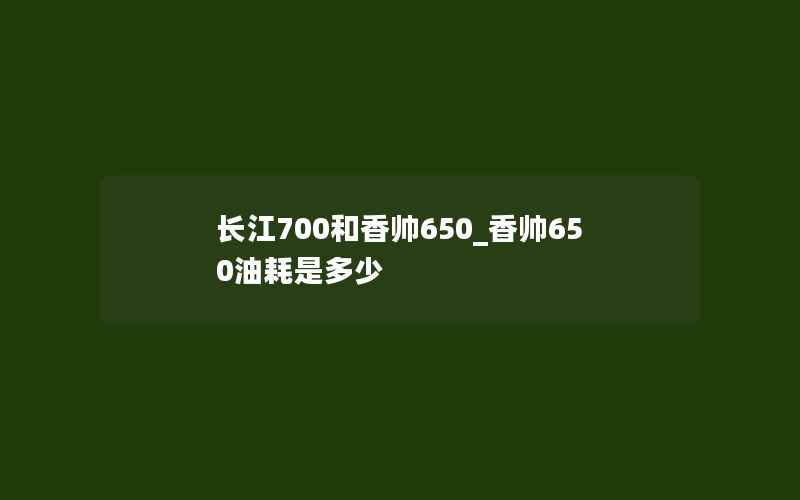 长江700和香帅650_香帅650油耗是多少