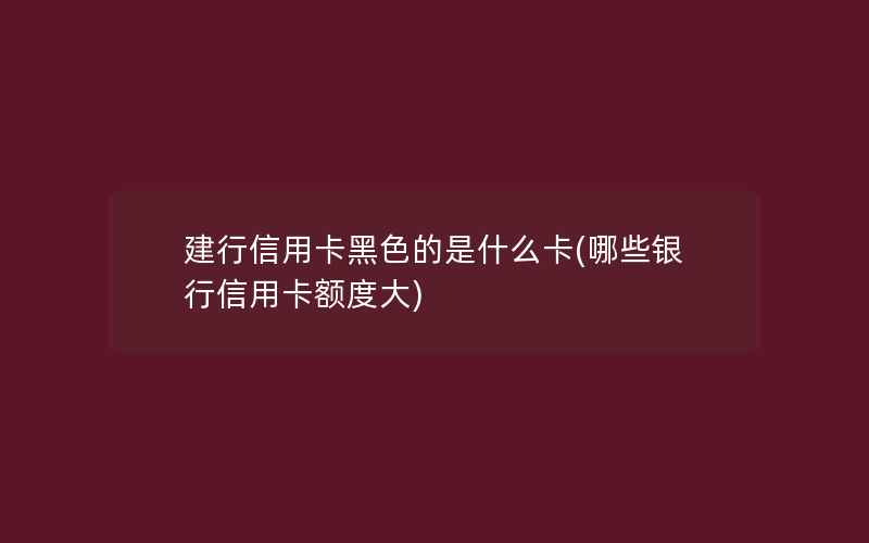 建行信用卡黑色的是什么卡(哪些银行信用卡额度大)