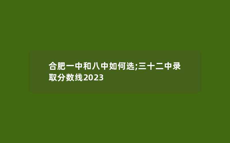 合肥一中和八中如何选;三十二中录取分数线2023