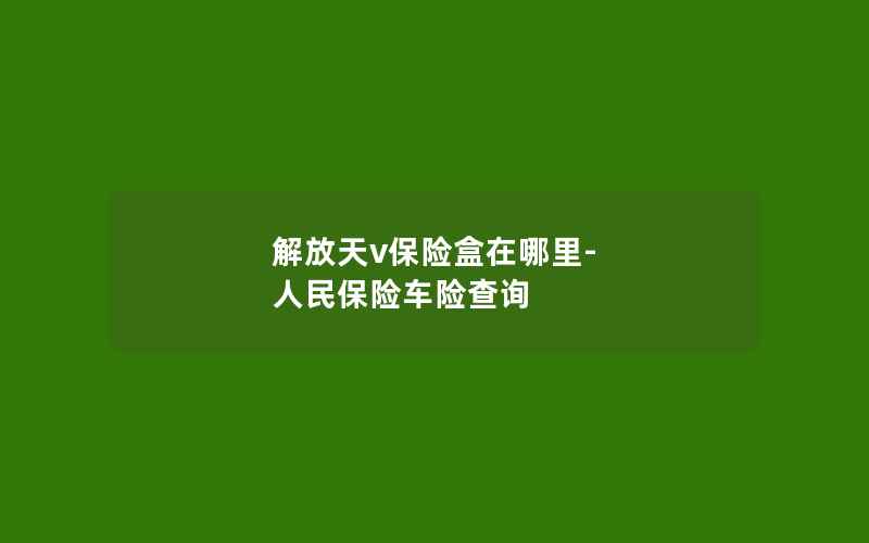 解放天v保险盒在哪里-人民保险车险查询