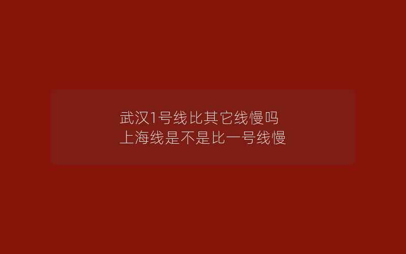 武汉1号线比其它线慢吗 上海线是不是比一号线慢