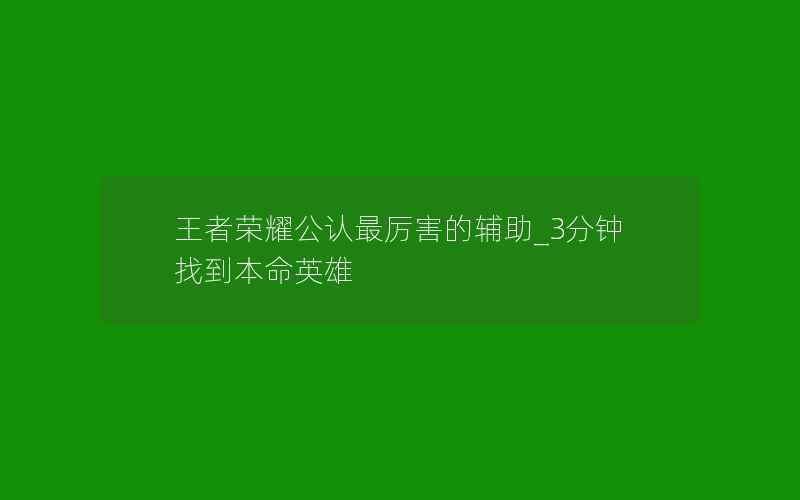 王者荣耀公认最厉害的辅助_3分钟找到本命英雄