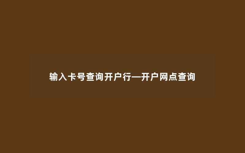 输入卡号查询开户行—开户网点查询