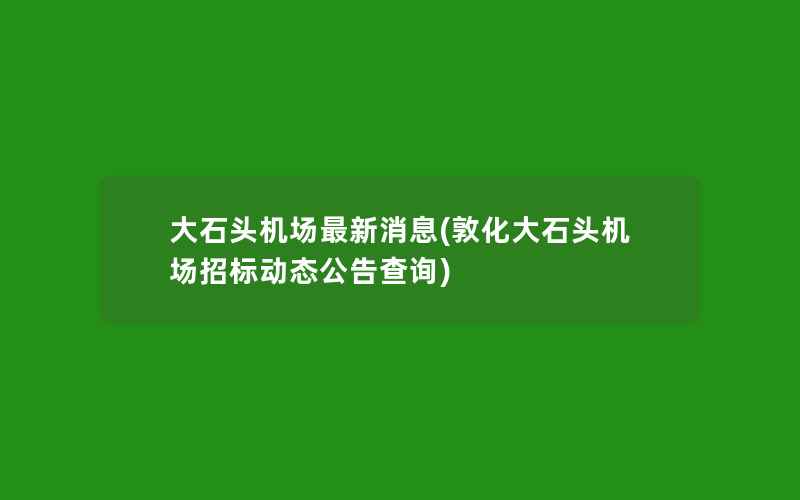 大石头机场最新消息(敦化大石头机场招标动态公告查询)