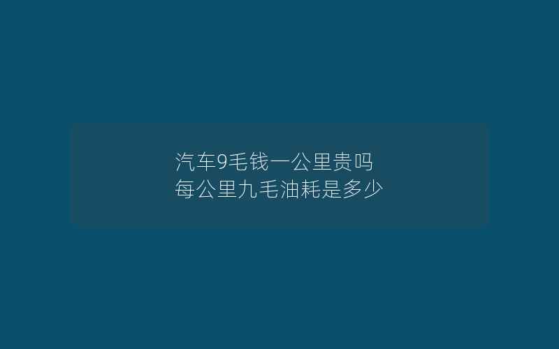 汽车9毛钱一公里贵吗 每公里九毛油耗是多少