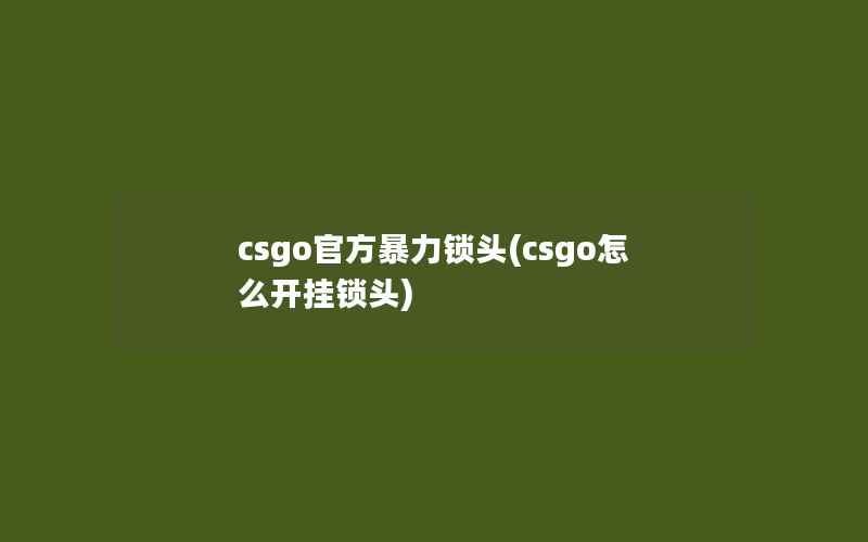 csgo官方暴力锁头(csgo怎么开挂锁头)