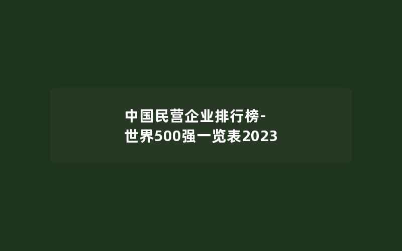 中国民营企业排行榜-世界500强一览表2023