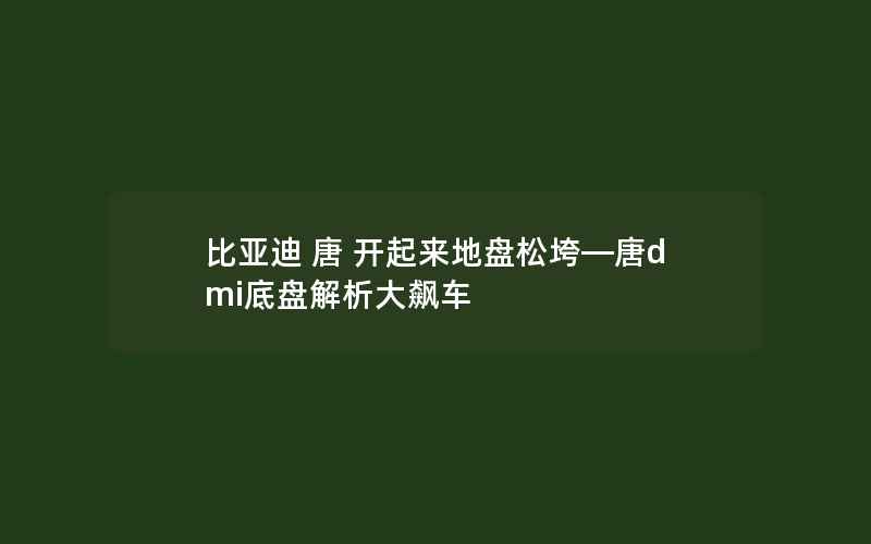 比亚迪 唐 开起来地盘松垮—唐dmi底盘解析大飙车