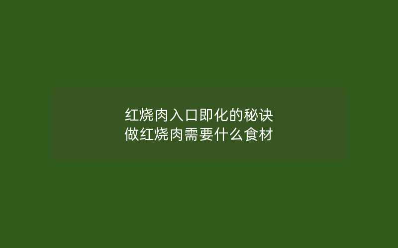 红烧肉入口即化的秘诀 做红烧肉需要什么食材