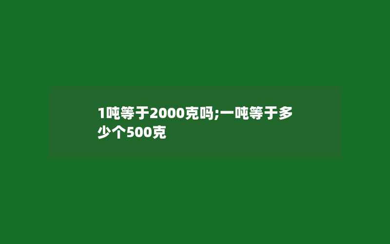 1吨等于2000克吗;一吨等于多少个500克