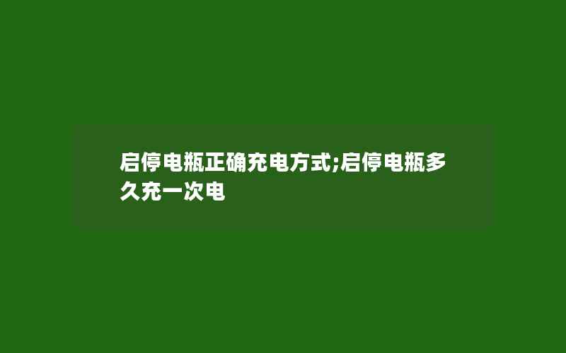 启停电瓶正确充电方式;启停电瓶多久充一次电