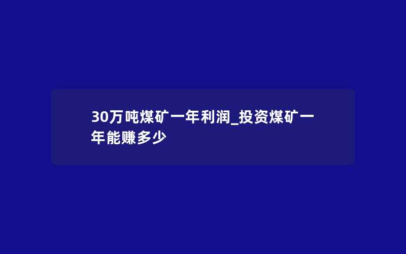 30万吨煤矿一年利润_投资煤矿一年能赚多少