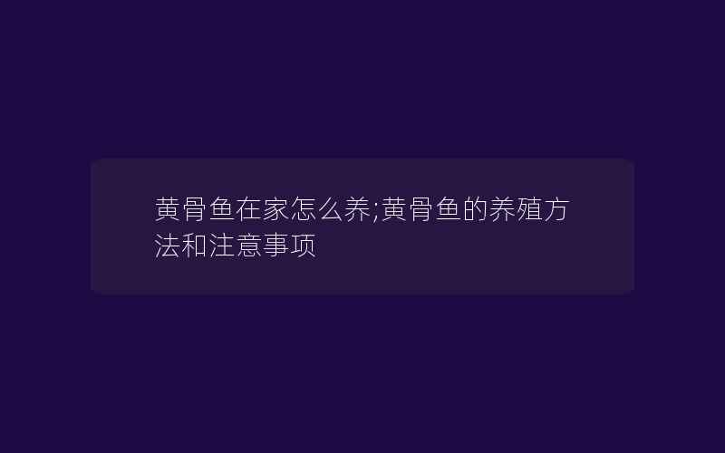 黄骨鱼在家怎么养;黄骨鱼的养殖方法和注意事项