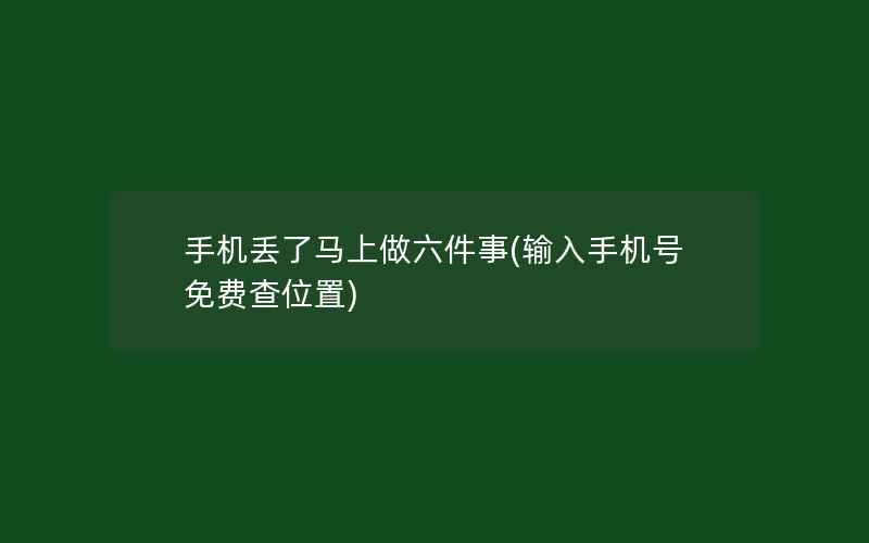 手机丢了马上做六件事(输入手机号免费查位置)