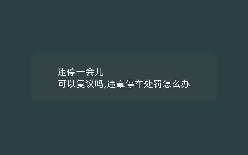 违停一会儿 可以复议吗,违章停车处罚怎么办