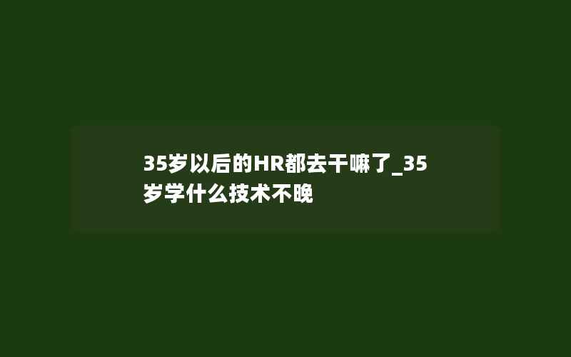 35岁以后的HR都去干嘛了_35岁学什么技术不晚