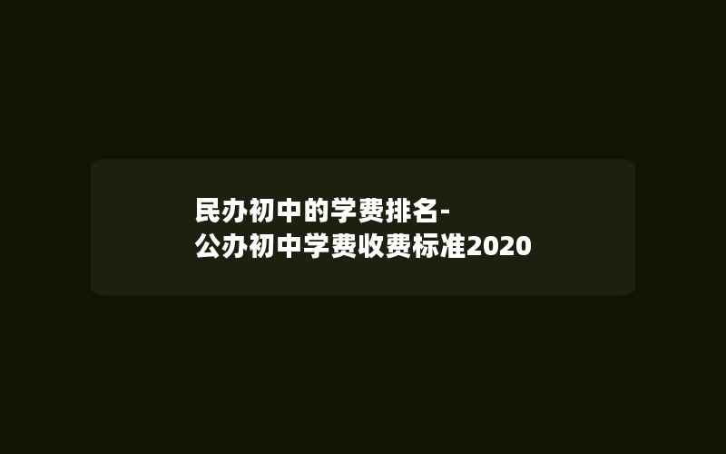 民办初中的学费排名-公办初中学费收费标准2020