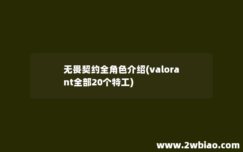 无畏契约全角色介绍(valorant全部20个特工)