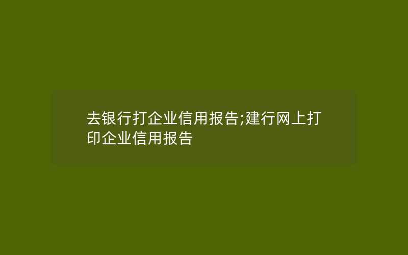 去银行打企业信用报告;建行网上打印企业信用报告