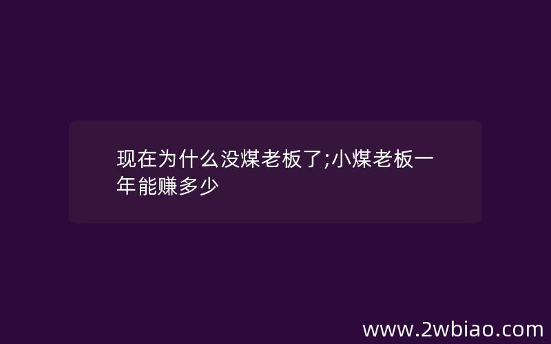 现在为什么没煤老板了;小煤老板一年能赚多少