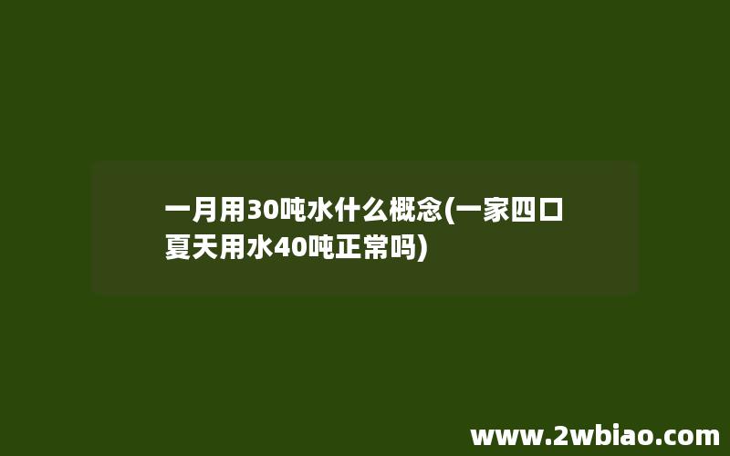 一月用30吨水什么概念(一家四口夏天用水40吨正常吗)