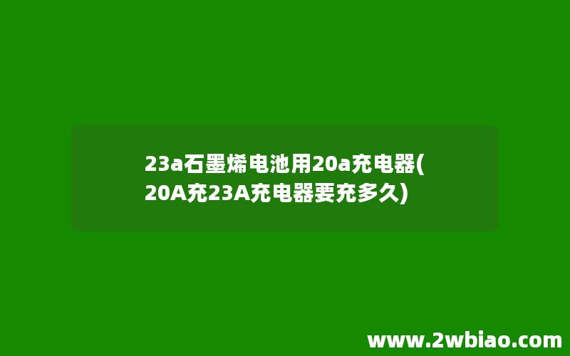 23a石墨烯电池用20a充电器(20A充23A充电器要充多久)